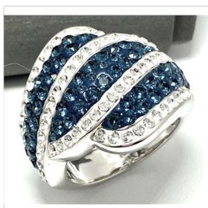 Stunning Blue and White Italian Crystal Ring